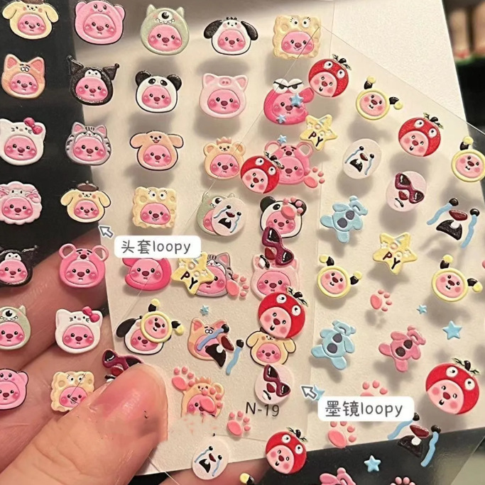 Xiaohongshu-Style Nail Art Stickers Beaver Ruby High-Value Instagram-Style Sweet Cool Graffiti Embossed 3D Stickers Xiaohongshu-Style Nail Art Stickers Beaver Ruby High-Value Instagram-Style Sweet Cool Graffiti Embossed 3D Stickers