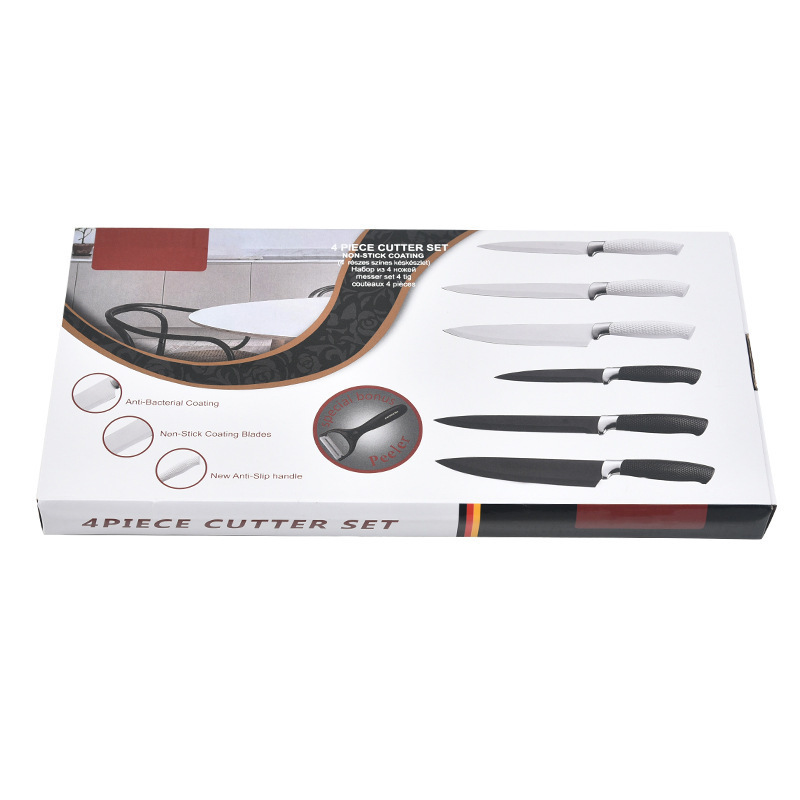 Suministro de stock nuevo cuchillo de cocinero de cuatro piezas cuchillo de acero inoxidable cuchillo de corte de carne de corte de verduras afiladas