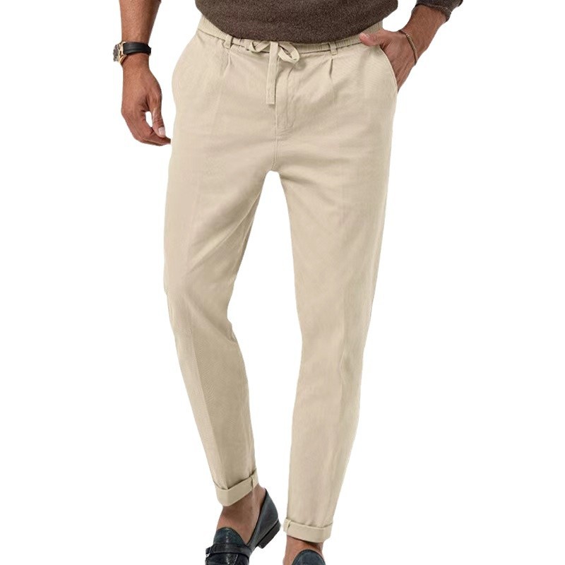 Men's New Cotton And Linen Trousers Casual Pants Business Four Seasons Commute_viptrois.com