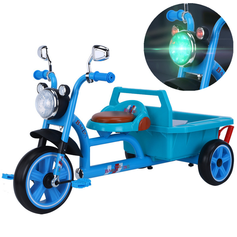 Y8Z Double Kidsren's Tricycle with Rear Bucket Compartment 2-6 Years Old Male and Female Baby Bicycle Stroller Stroller Baby