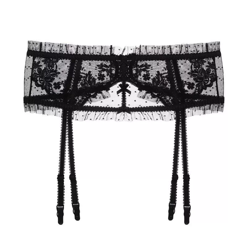 法式性感吊袜带超薄透视情趣蕾丝吊袜文胸配套可夹丝袜吊袜带腰封