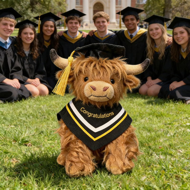 New Style Hooded Highland Cow Simulation Scottish Highland Cow Plush Toy Cow Doll