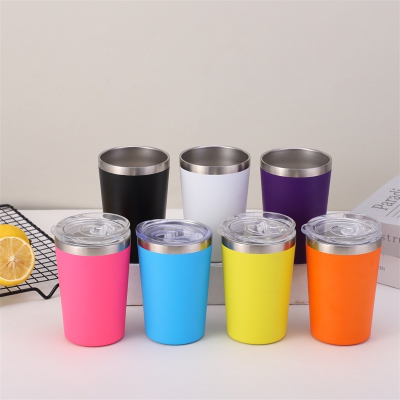 12oz牛奶杯双层真空锥形啤酒杯户外汽车杯不锈钢保温杯可印logo