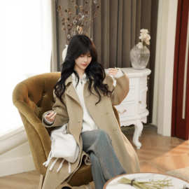 宽松气质百搭时尚中长款大衣女士春秋冬款小个子双面毛呢羊毛大衣