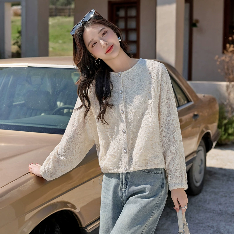 2025 новая летняя одежда небольшой аромат популярный дизайн свободный круглый воротник с длинными рукавами