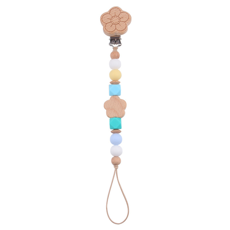 Productos para bebés flores de beech chupeta clips de dibujos animados para bebés flores de beech mordida de dientes molares chupeta cadena de prevención