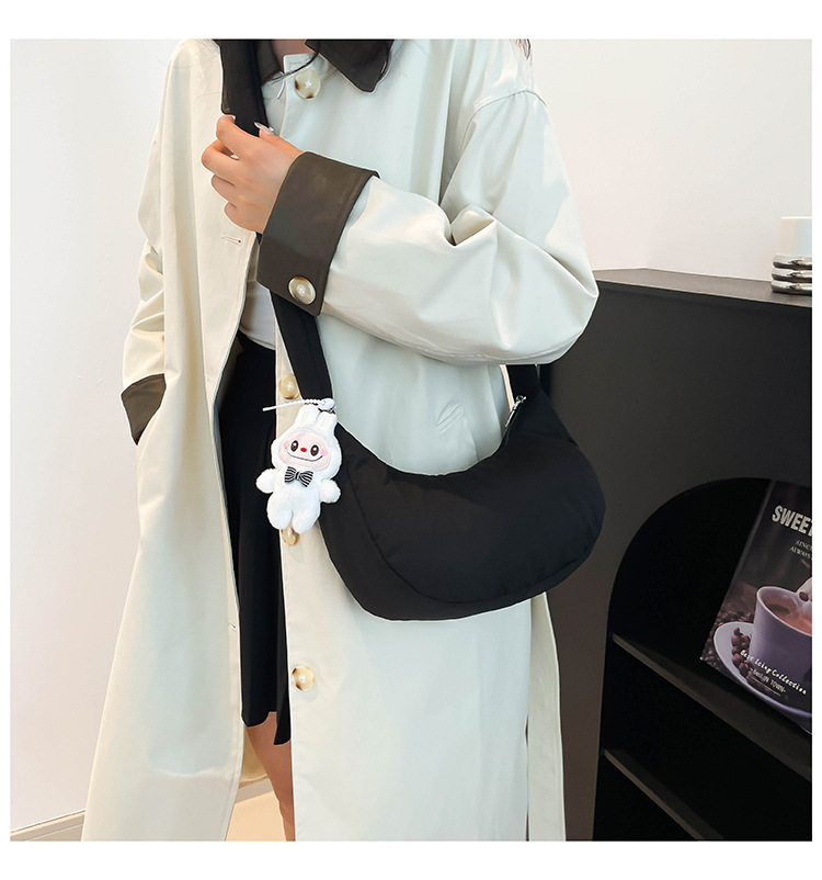165g Weight Polyester Cotton Lining Material Sewing Thread Fashion Element Zipper Closure Type Single Shoulder Strap Strap Type Crossbody Bag Bags Type Daily, Street Occasion Nylon Material Solid Color Pattern All Seasons Season Women's Gender Basic, Classic Style Style Dumpling Shape Shape Medium Size Women's Medium Nylon Solid Color Basic Classic Style Sewing Thread Dumpling Shape Zipper Crossbody Bag 8