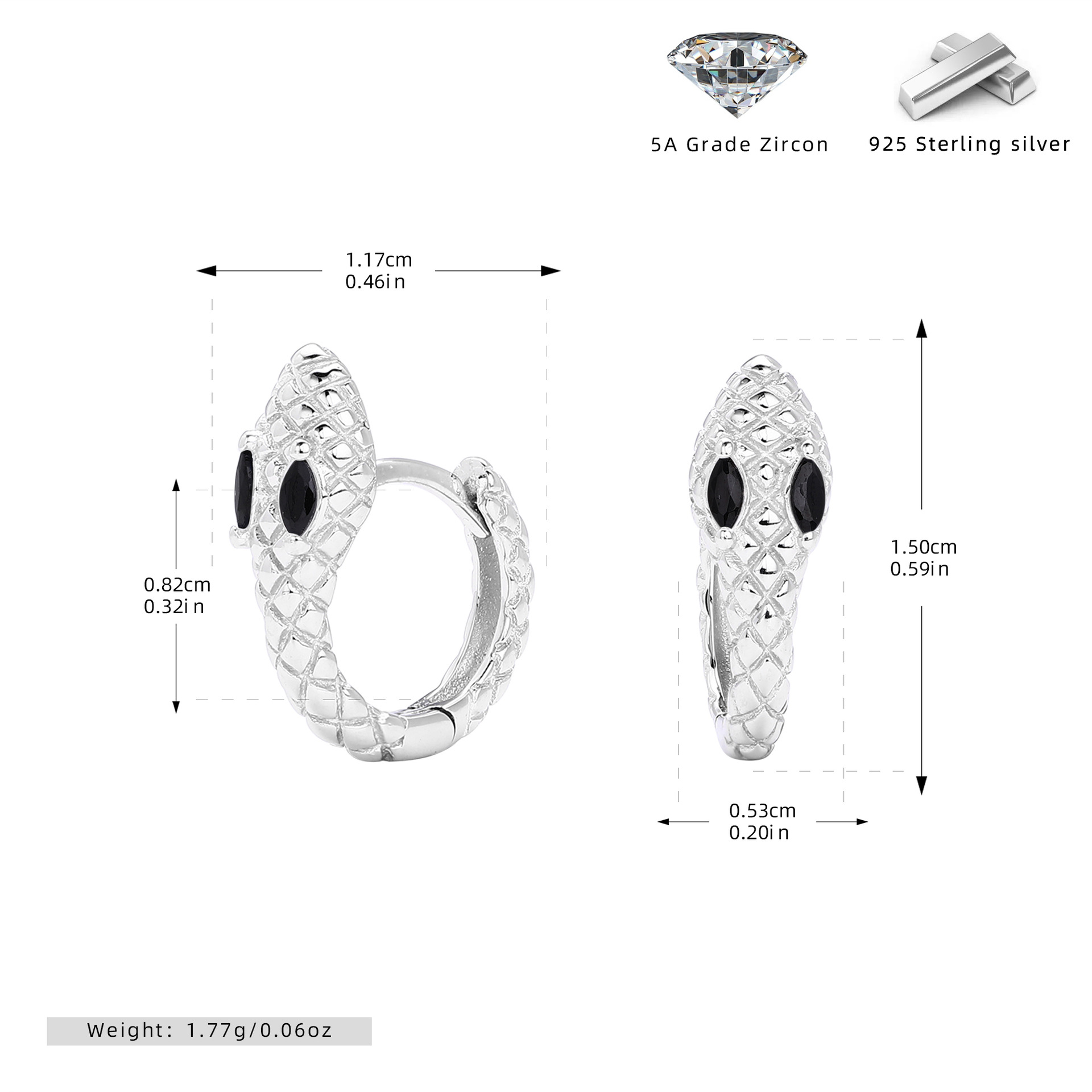 925 silver plated platinum-black