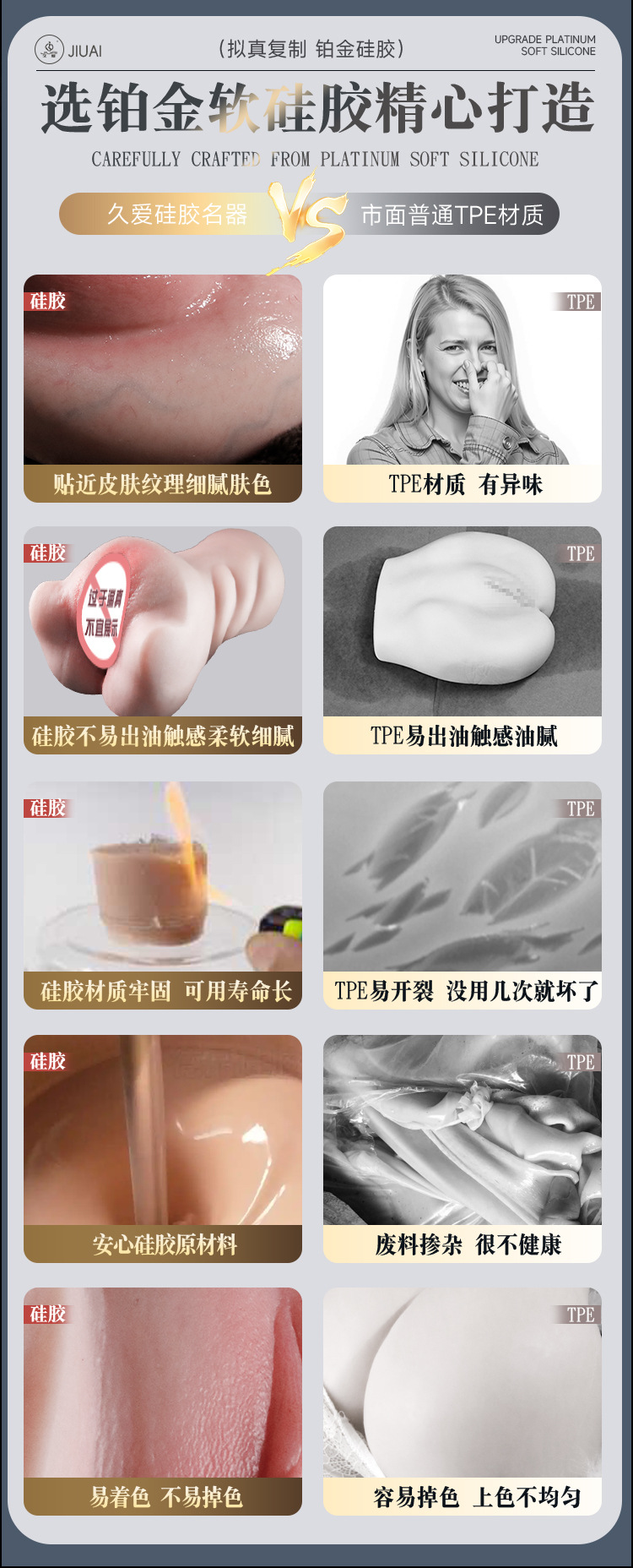 Jiuai Silicone Half-Body Masturbator Manual Single-Channel Adult Toy — detail image 21