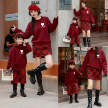2025秋冬季加绒卫衣亲子装一家三口四口全家卫衣高级感母子母女装