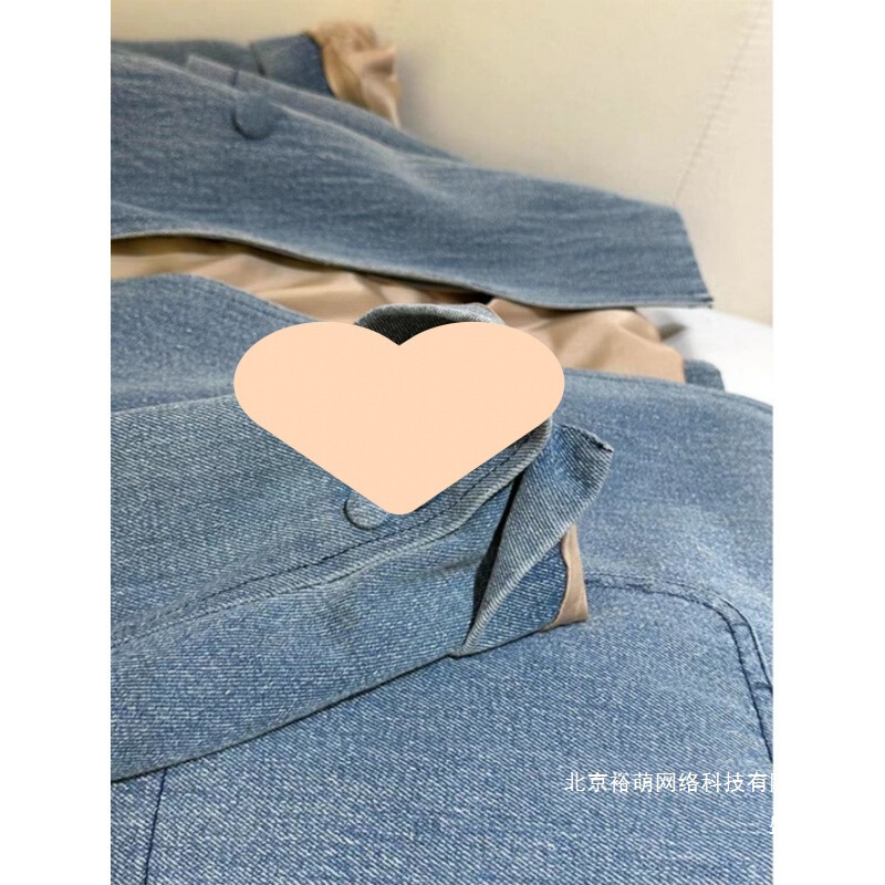 厂家直销早秋新款好看感复古休闲宽松蓝色西装牛仔外套女|undefined