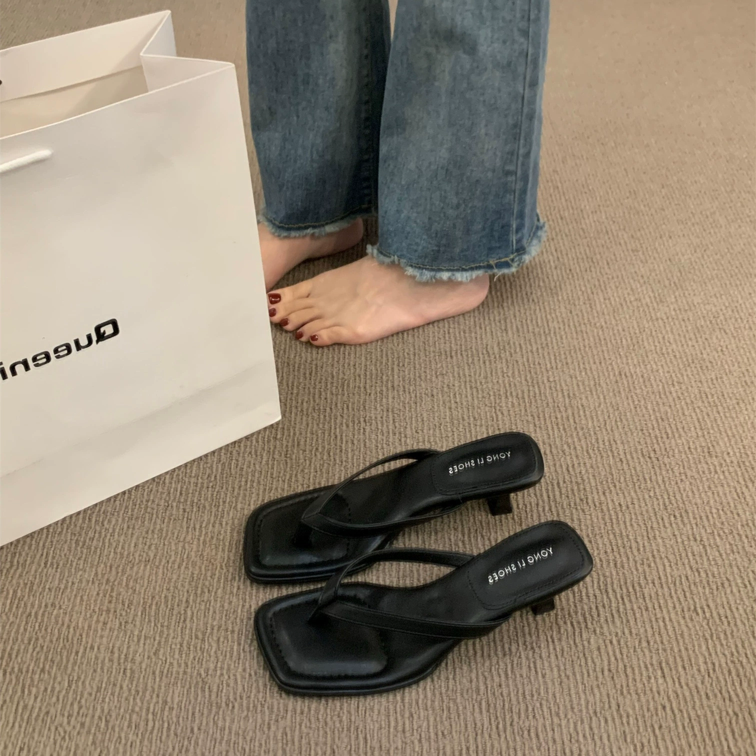 Французские шлепанцы для ног шлепанцы сказочные туфли летом носят 2024 новые минималистские сандалии на высоком каблуке