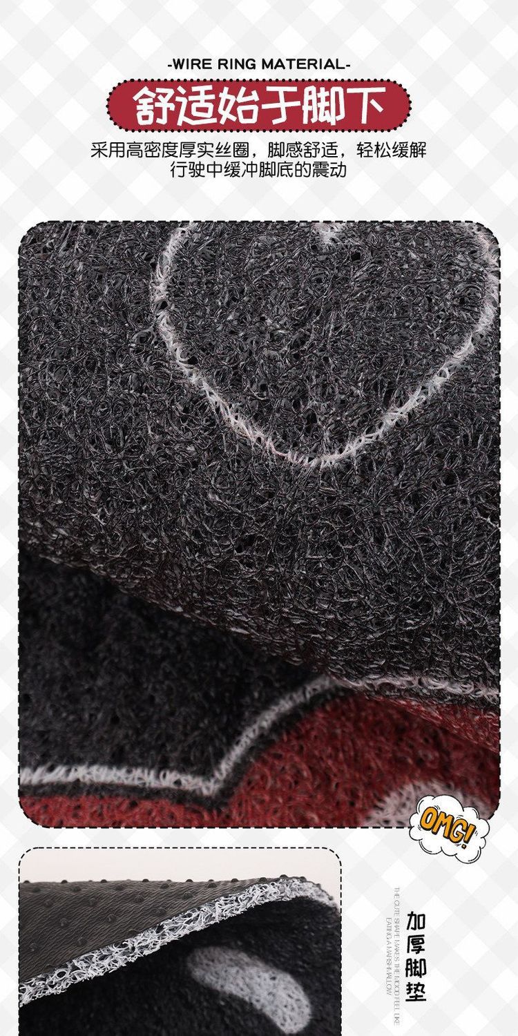 Universal Wire Loop Car Floor Mat, Cartoon Cute Design, Dust-Removing, Easy to Maintain, Wear-Resistant, Dirt-Resistant, Single-Piece Carpet for the Car Interior