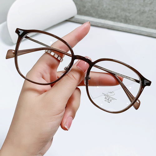  New Retro TR Anti-Blue Light Glasses Women's Fashion Internet Celebrity Street Photography Plain Glasses Frame Flat Mirrors 01247