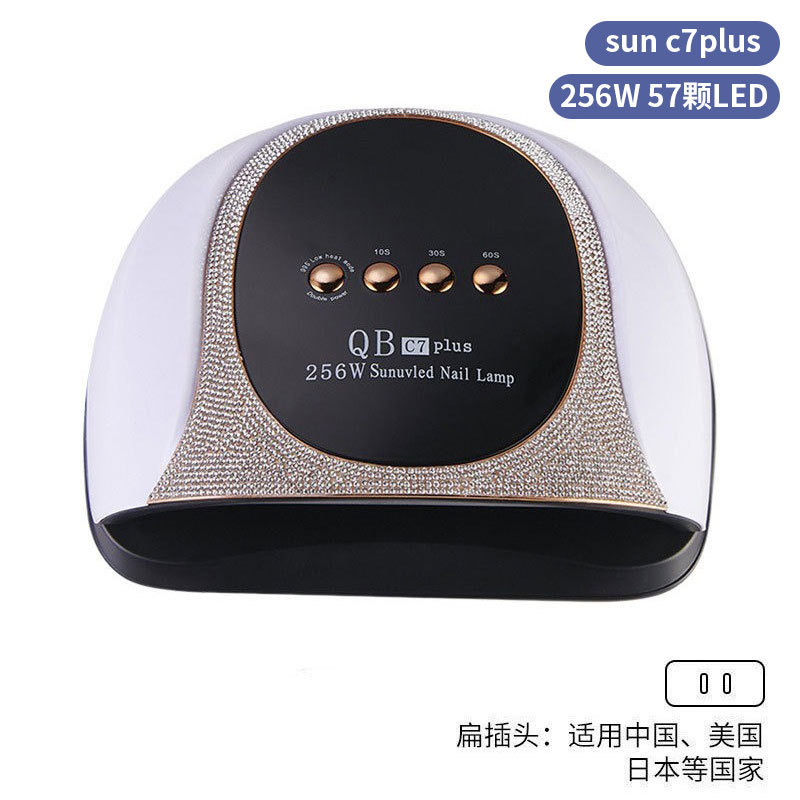 Lámpara de manicura inteligente de alta gama de luz de terapia de diamante 256W de alta potencia de pegamento de vinilo lámpara de horneado de dos manos secador de uñas transfronterizas