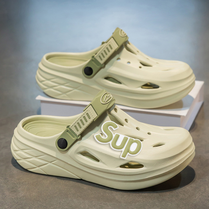 Pantuflas transfronterizas para hombres y mujeres, deportes de conducción, antideslizantes, Baotou, zapatos con agujeros de doble uso de plataforma de plataforma de arena de talla grande