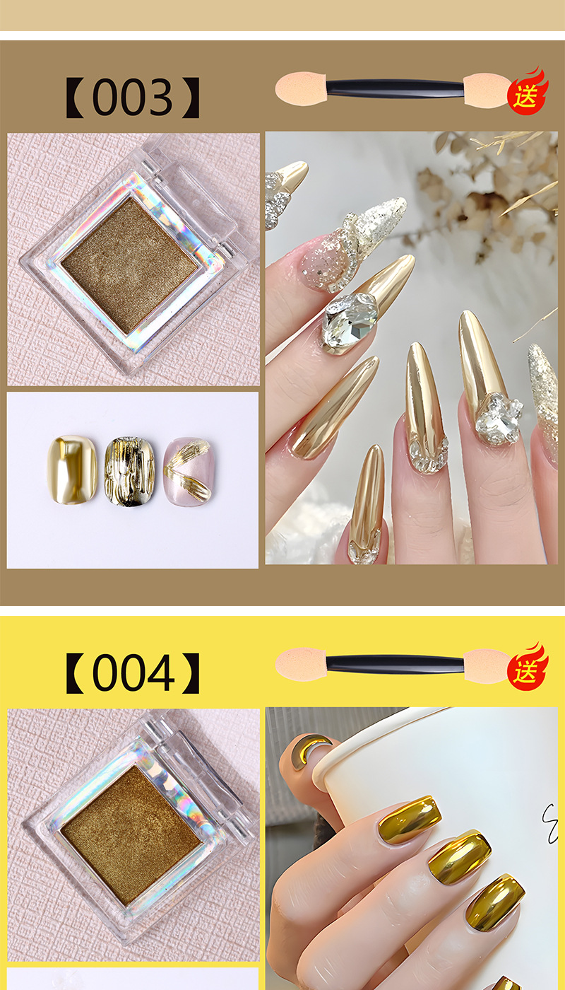 New Nail Art Metallic Solid Magic Mirror Powder Platinum Powder Gold Silver Rose Gold High-Gloss Mirror Metallic Glitter Powder