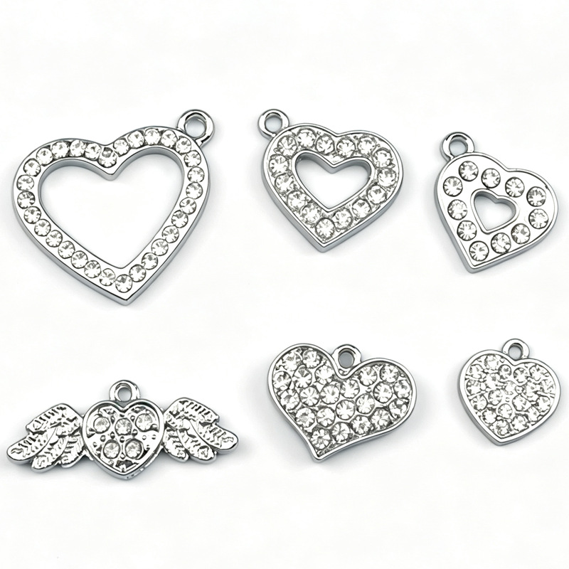 European and American Popular DIY Jewelry Accessories Zinc Alloy Heart Angel Wings Key Jewelry Accessories Pendant Pendant