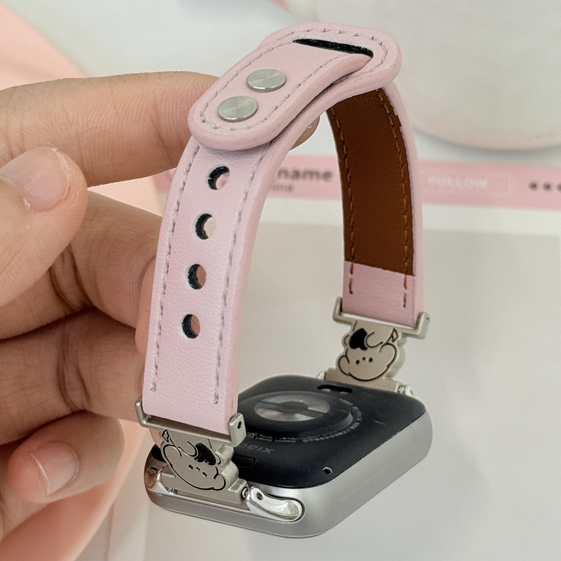 Suitable for Xiaomi Mi Band 10Pro Watch Strap Xiaomi 9Pro Redmi 654 Fashionable Women's Wristband Puppy Double Stud Watch Strap