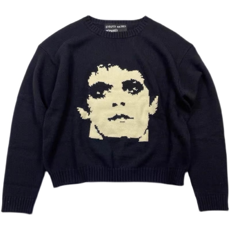 Otoño e Invierno suéter suelto suéter corto nuevo cuello redondo manga larga moda suéter moda