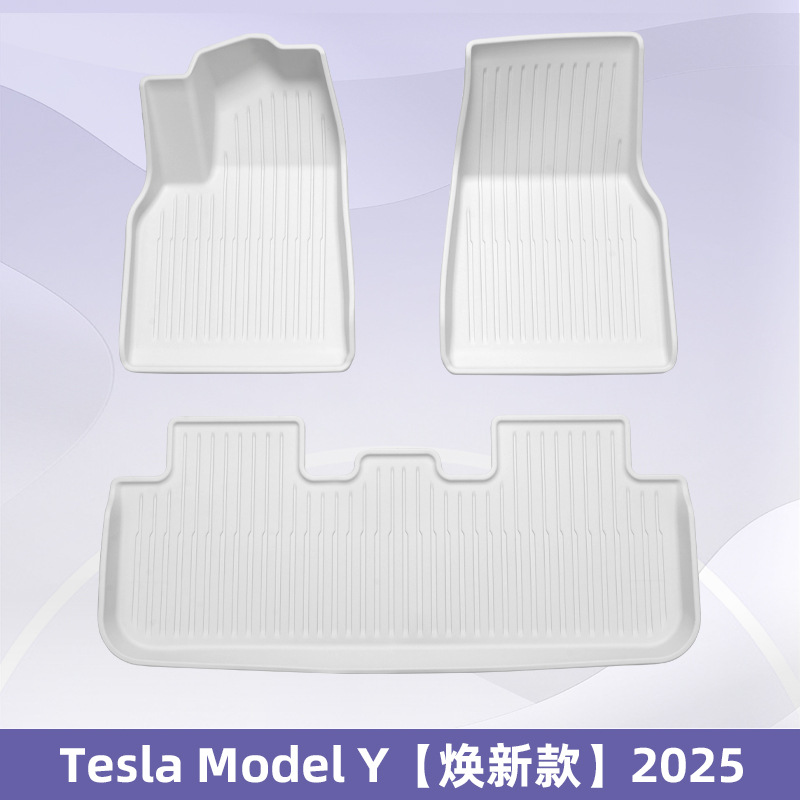 Para Tesla Model Y 2025 3D todo el tiempo TPE almohadilla de pie blanca almohadilla de maletero
