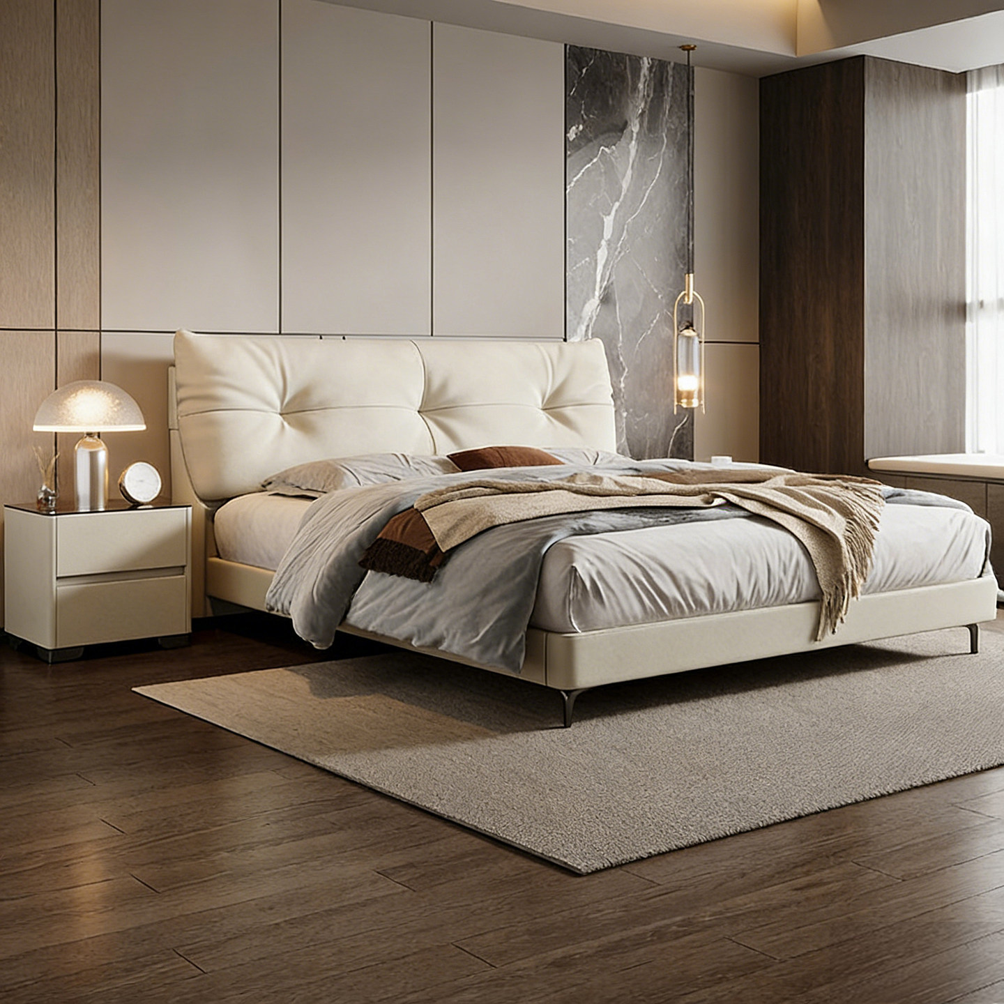 Cama de cuero minimalista, cama principal de 1.8m, cama de matrimonio 2026 nueva cama de envoltura suave simple, cama de cuero de exportación transfronteriza