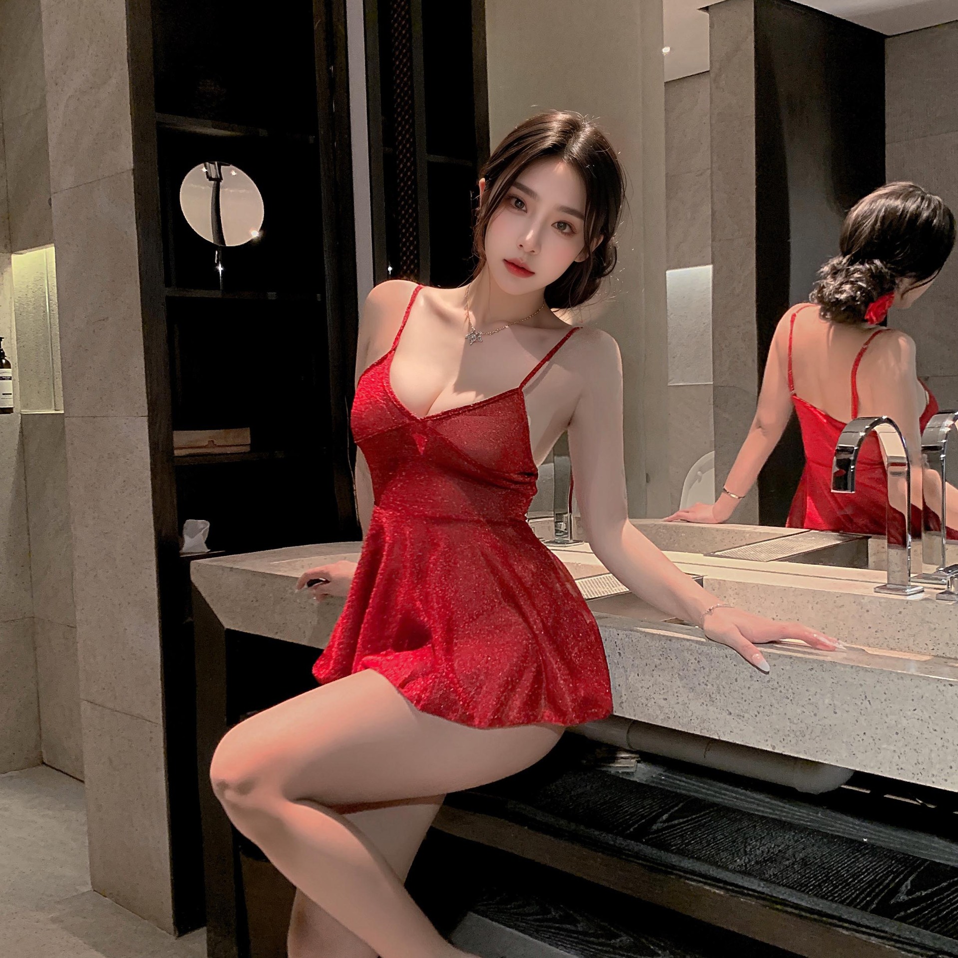 레드[슬립스커트+끈팬티]