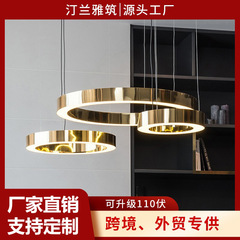 後現代軽豪華led金色円環シャンデリア北欧シンプル大気オフィスリビングレストランサークル照明器具