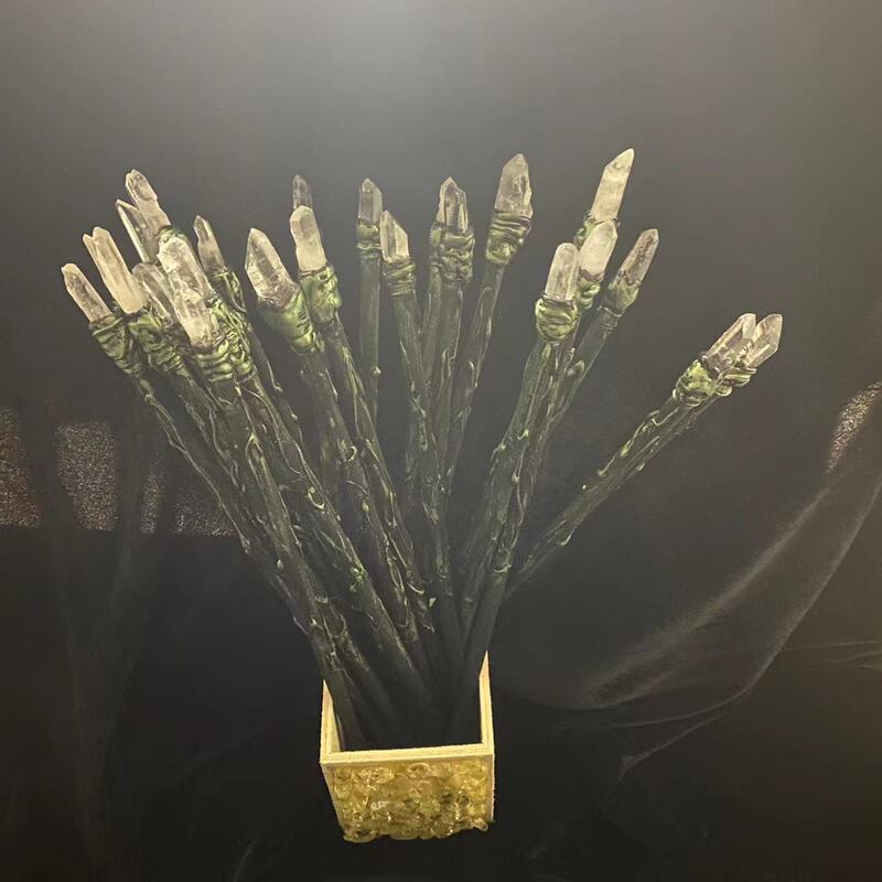 FHSJP 天然水晶魔法棒单尖白水晶权杖 草莓晶粉水晶棒Wicca仪式道具 魔法 图 10