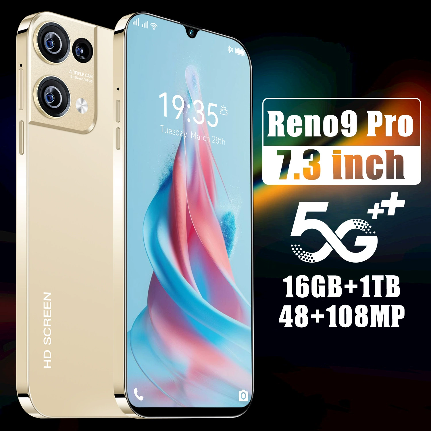 Смартфон Reno9 Pro, 7.3-дюймовый HD, 16 ГБ + 1 ТБ, 48+108 МП, 5G