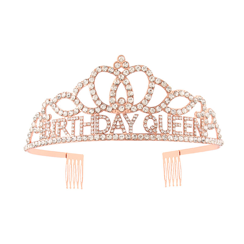 Corona para reina de cumpleaños, diadema con pedrería y letras BIRTHDAY QUEEN, decoración para fiestas