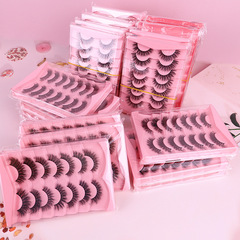 跨境狐系斜飛假睫毛半眼睫毛濃密卷翹化纖十對裝眼睫毛工廠批發