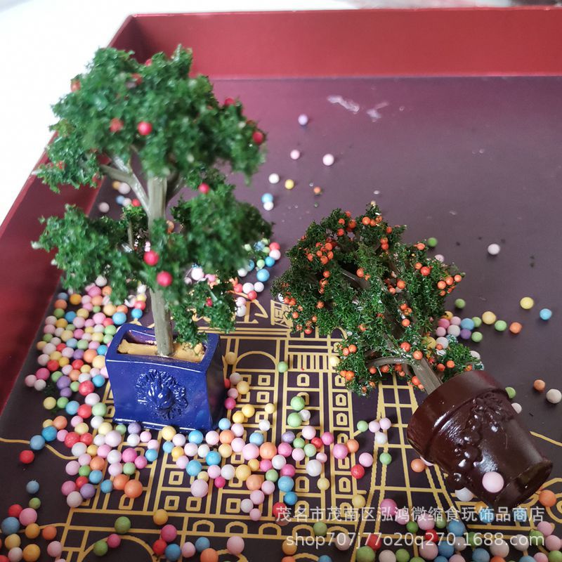 Dollhouse pequeño paño casa de muñecas accesorios DIY escena modelo tiro Nie props miniatura simulación árbol fruta olla