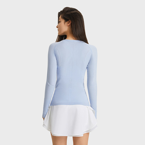 A new generation women's long-sleeved round neck sports T-shirt running fitness top slim fit breathable yoga long sleeve