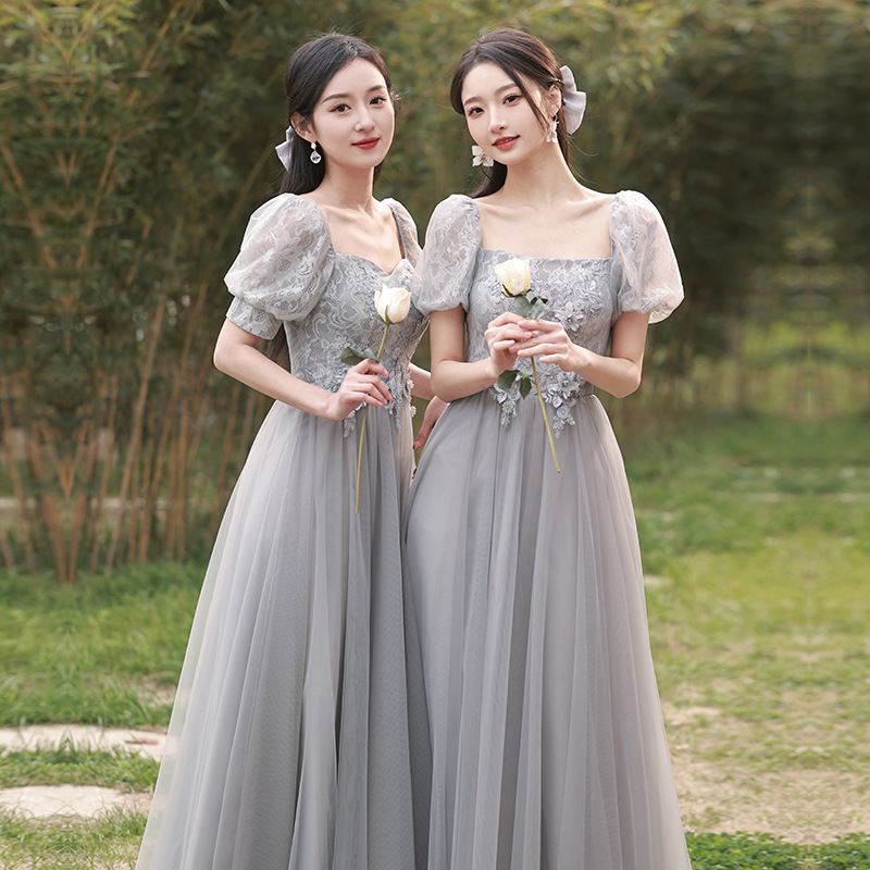 Gray Bridesmaid Dresses for Women 2026 New Summer Style with a Fairy-Like Vibe and a Unique Feel, Suitable for Sister Groups, Can Be Worn Casually and Are Fashionable