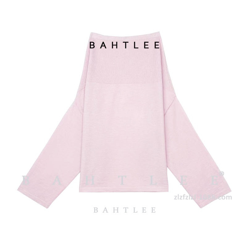 春夏薄款row风羊毛长袖露肩一字领多种穿法简约气质斜肩设计显瘦