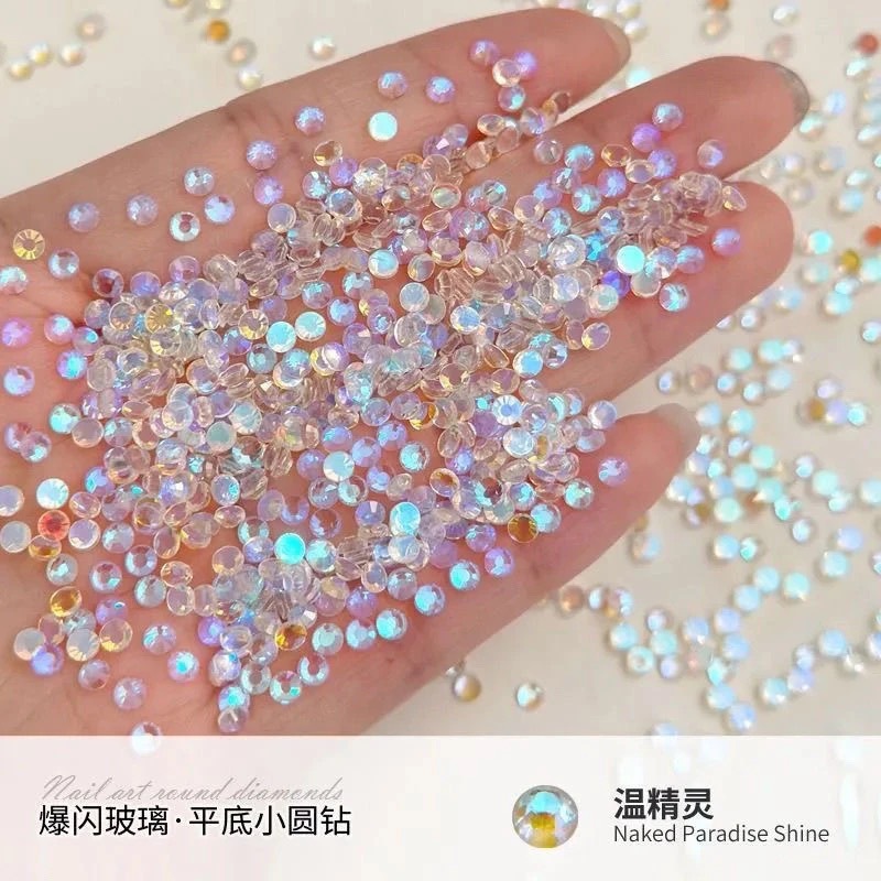 Manicure king fan taladro de fondo plano ab diamantes desnudos color fantasía redondo diy herramienta de taladro completo explosión de joyas de uñas flash