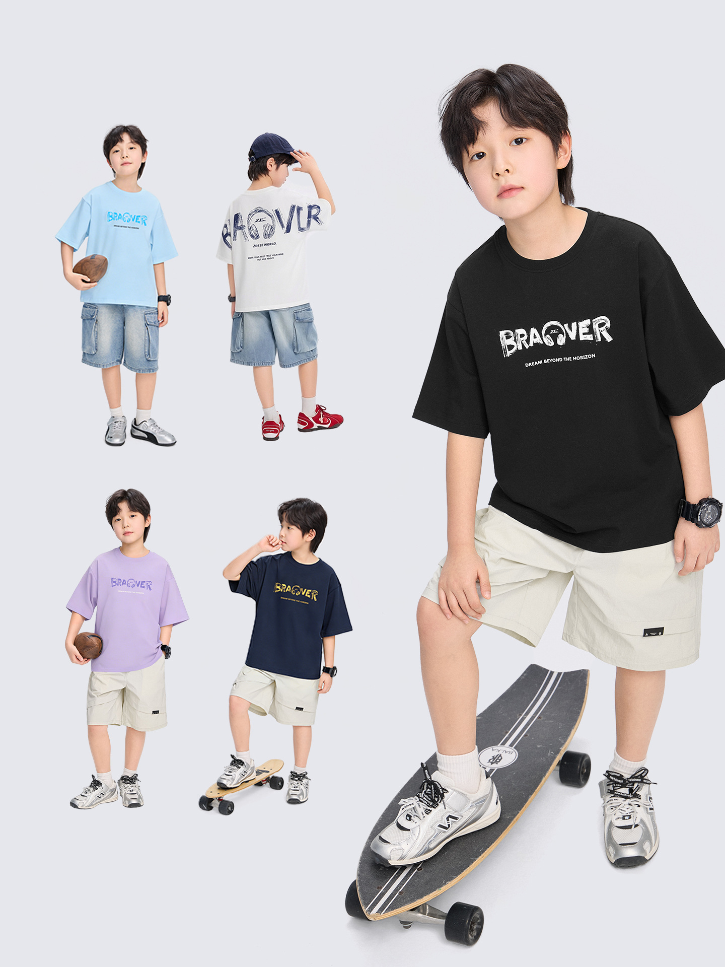 Zuoxi Children's Clothing Boys' Short-Sleeved T-Shirt Kidsren's Quick-Drying Clothing Summer Wear 2026 New Style Big Kidsren and Teenagers Half-Sleeved Tops