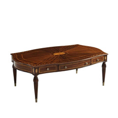 British Neoclassical Alexander living room coffee table, European solid wood court carved coffee table for villa and castle furniture