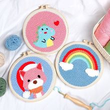 圣诞节礼物戳戳绣手工diy材料包卡通自制针绣戳戳乐毛线画批发