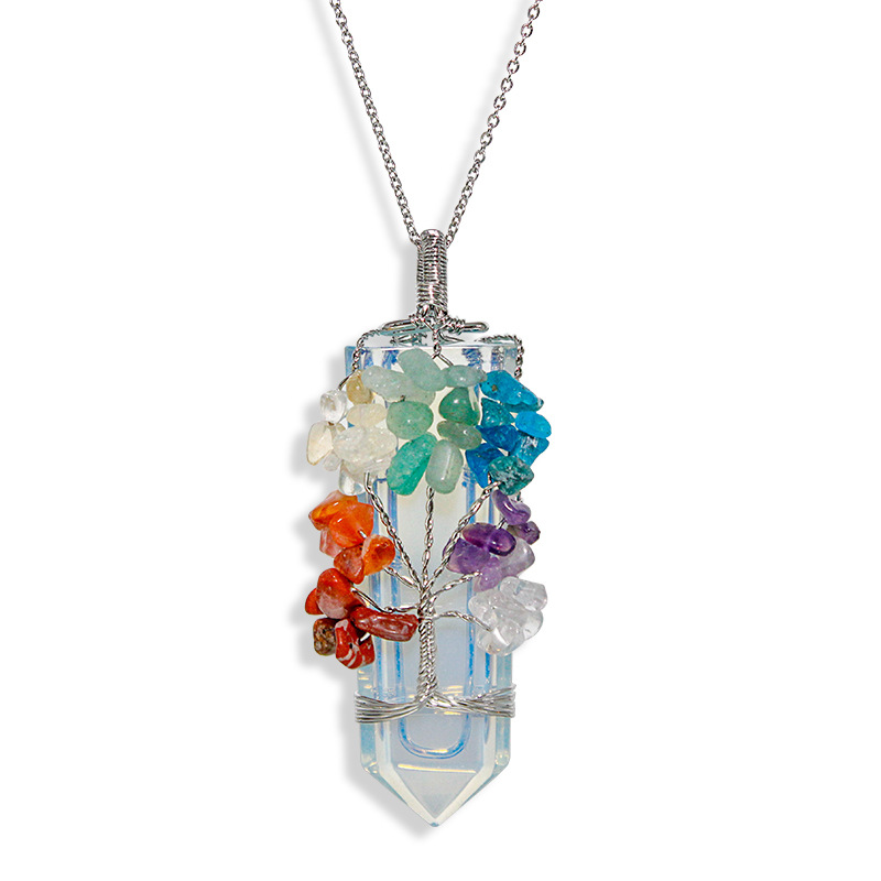 Ethnic Style Geometric natural stone Braid Pendant Necklace