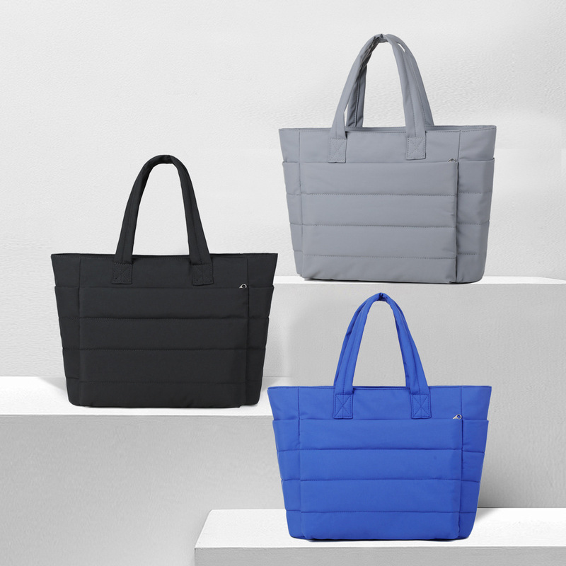 Unisex Handbag Down Fluffy Computer Bag Multi-Bag Simple Large Capacity Tote Bag Travel Bag Cross-Border