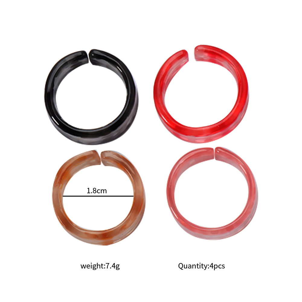 Simple Style Acrylic Resin Korean Four-piece Ring display picture 1