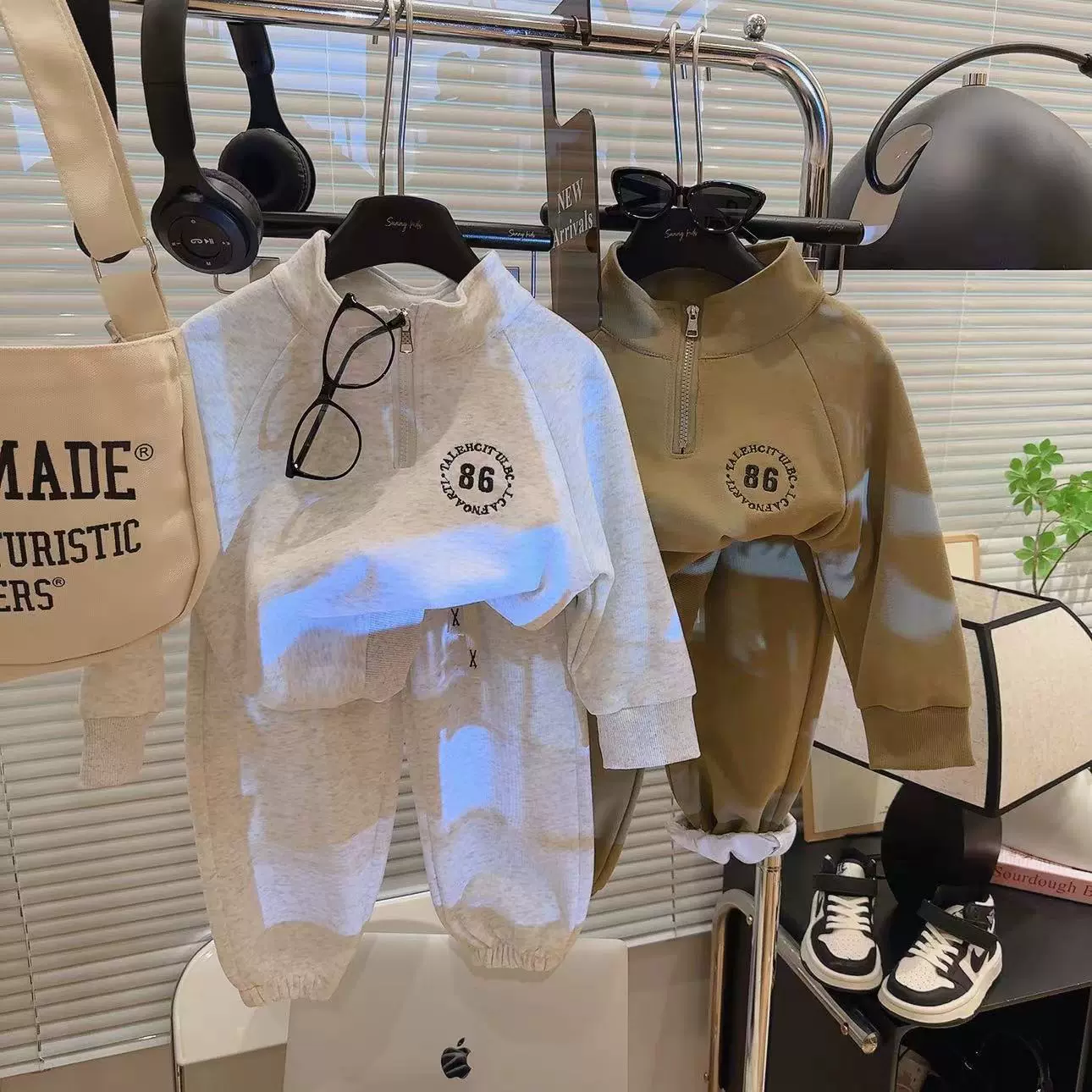 儿童卫衣套装秋款 男童棉质长袖开衫运动服 女宝宝拉链韩版两件套