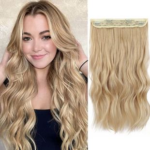 Fishing Line Hair Clip Wig Piece Women's Seamless One-Piece Hair Extension Piece Water Ripple Long Curly Hair Invisible Line Curly Hair Piece