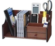 汇星木质笔筒 带抽屉 多功能笔筒 文具笔架1036 木制笔筒 木笔筒