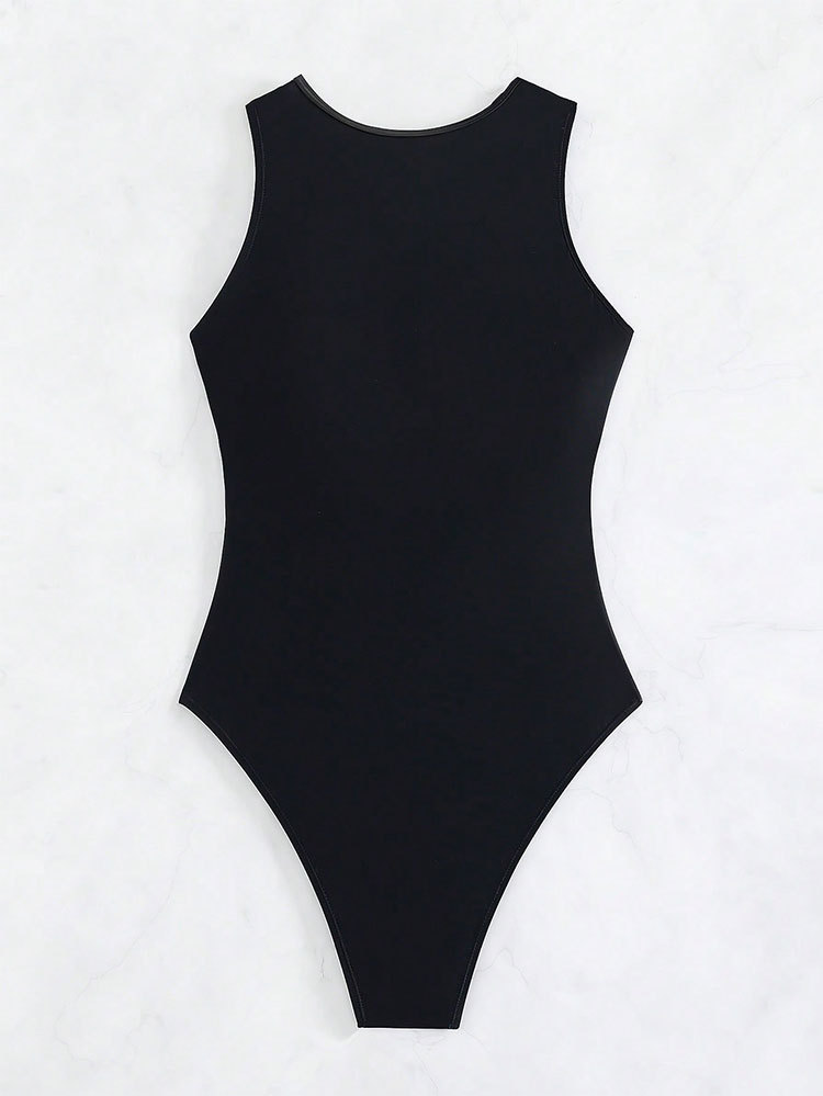 2024 Ny sexig magtäckande enfärgad V-hals bantning Hot Spring One Piece Bikini Baddräkt för kvinnor_voghion.com