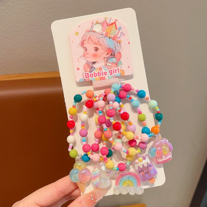 子供のヘアアクセサリーかわいい漫画クロメビーズブレスレット女の子ブレスレット 2025 新しい女の子ジュエリーブレスレット|undefined