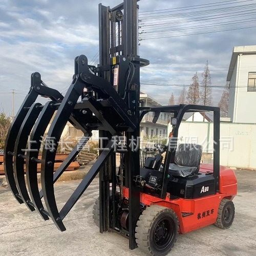 杭州3吨升高4米配全新废料夹 二手钢管夹 包夹叉车 夹包机使用