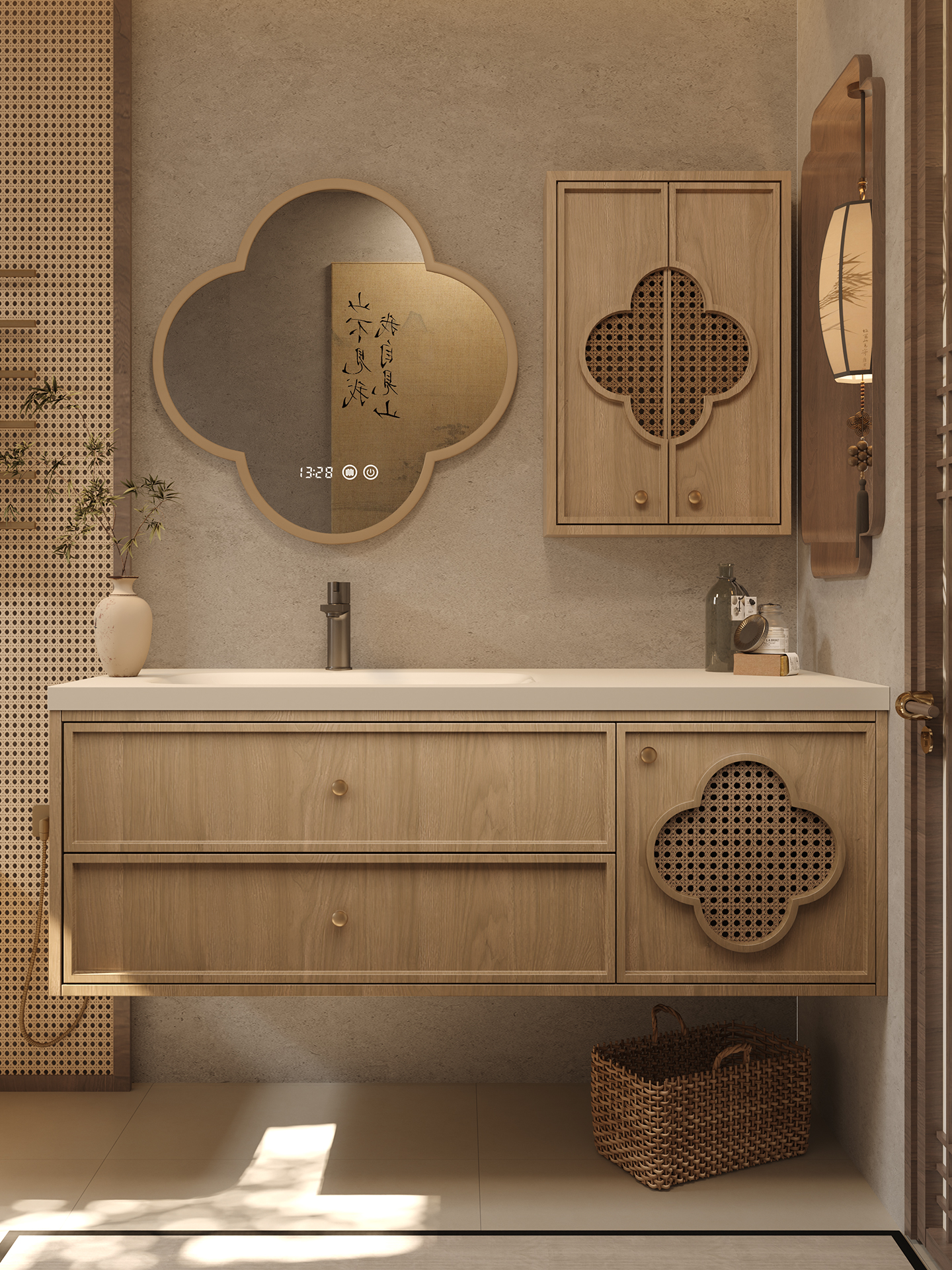 ♔宋氏新美学中古风浴室柜橡木组合卫生间洗漱台洗手池脸盆卫浴定